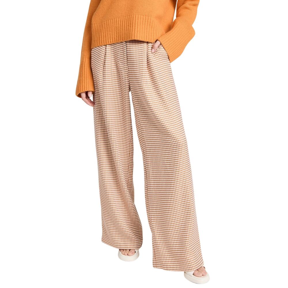 Minkpink Houndstooth Tan White Kennedy Pants Size M
